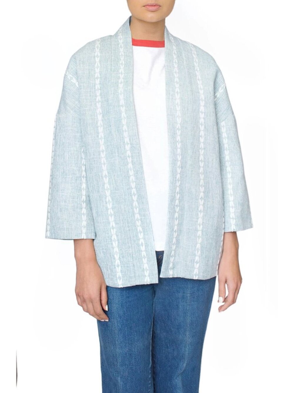 FRNCH Blue Chambray Kimono Style Jacket